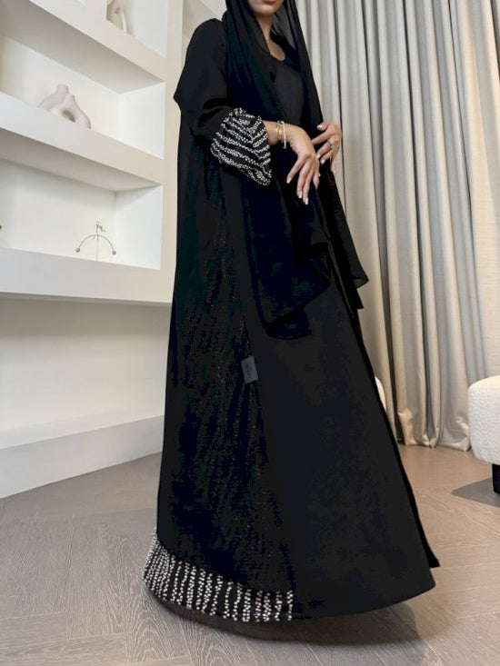 Black with printed black Abaya