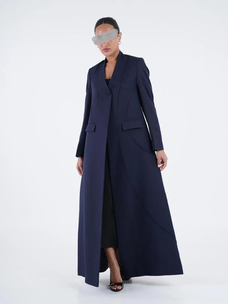 Premium Navy Blue Blazer Abaya with Matching Shaila