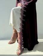 Purple Lace Open Abaya with Shaila