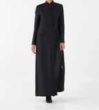 Premium Black Mandarin Collar Open Abaya