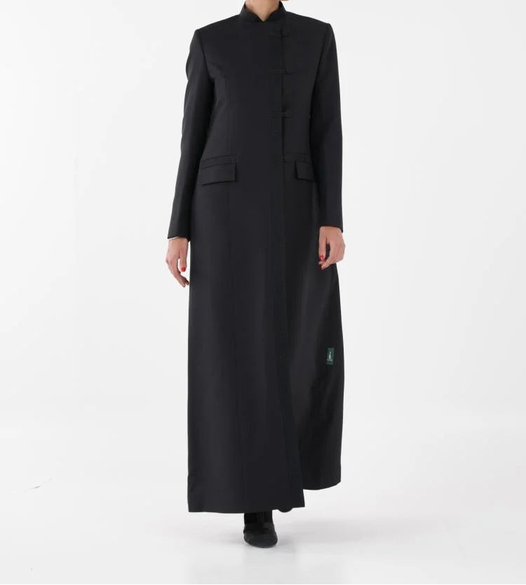 Premium Black Mandarin Collar Open Abaya