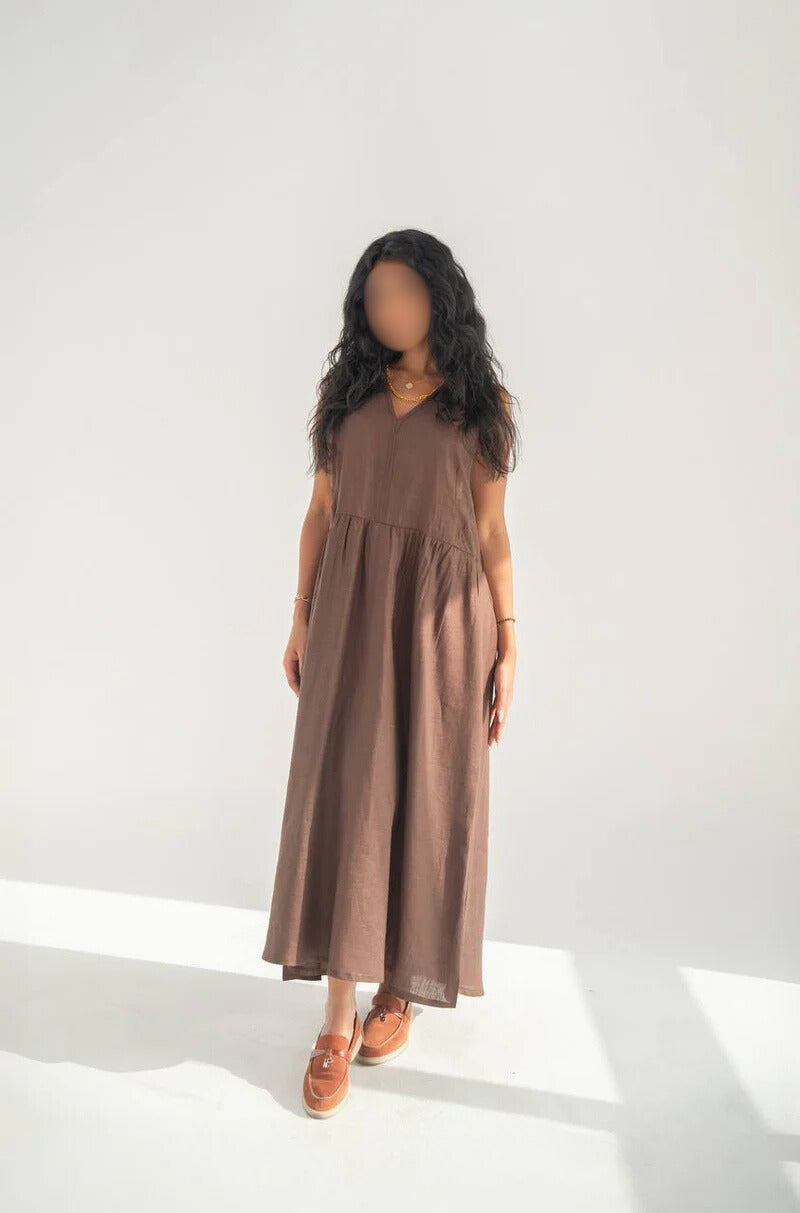 Brown Linen Dress