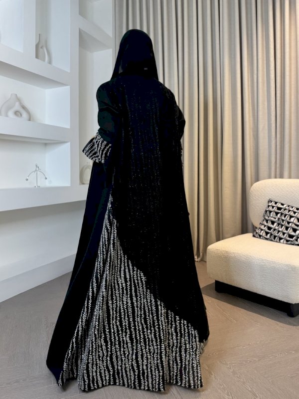 Black with printed black Abaya