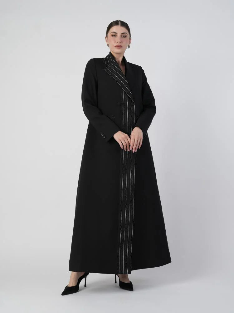 Black Blazer Abaya with Rear Opening