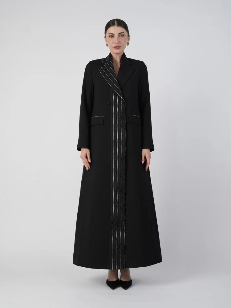 Black Blazer Abaya with Rear Opening