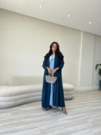 Teal Cloche cut Abaya with Shaila