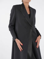 Luxury Black Satin Lapel Blazer Abaya