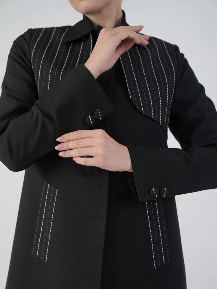 Formal Black Blazer Abaya with Shaila