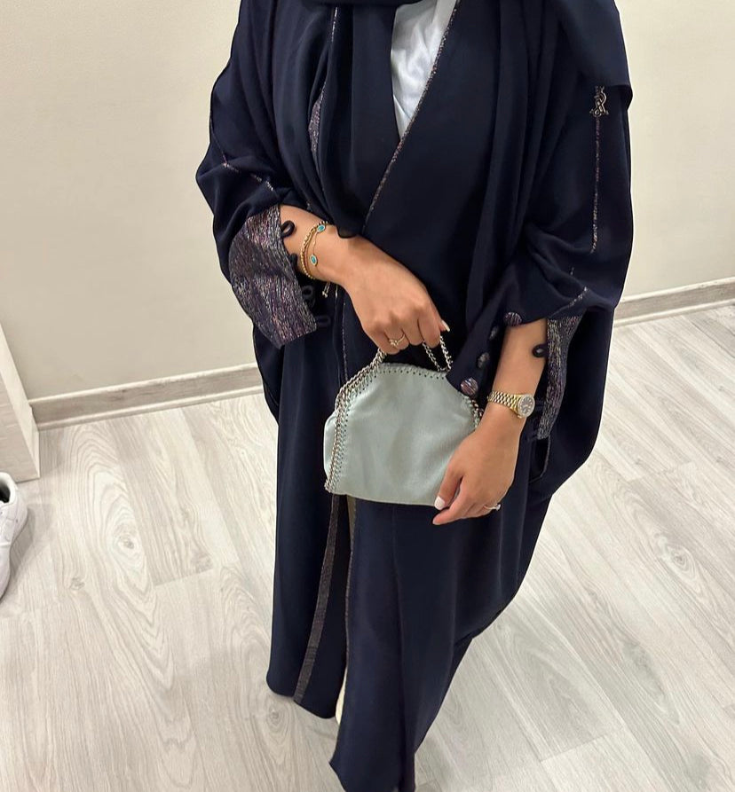 Indonesian crepe with zari linen Abaya