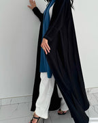 Black abaya with Teal contrast