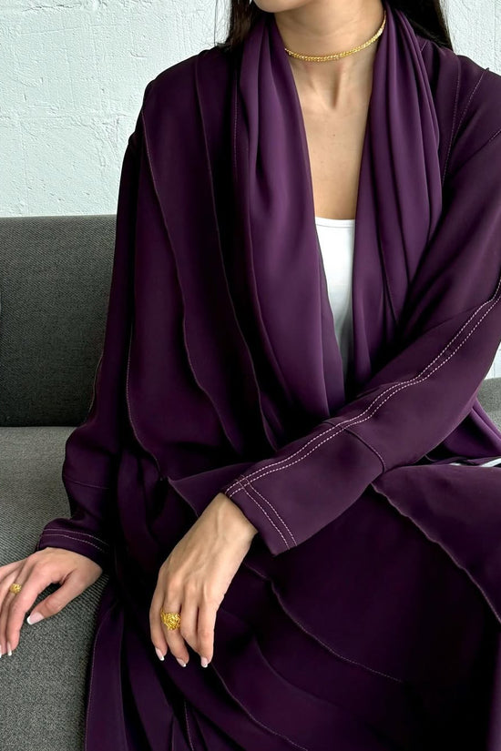 Purple abaya with thread work