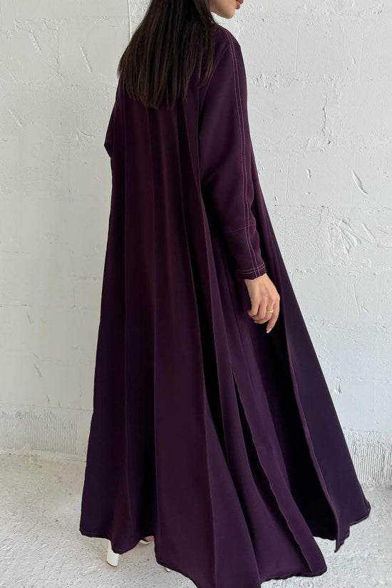 Purple abaya with thread work