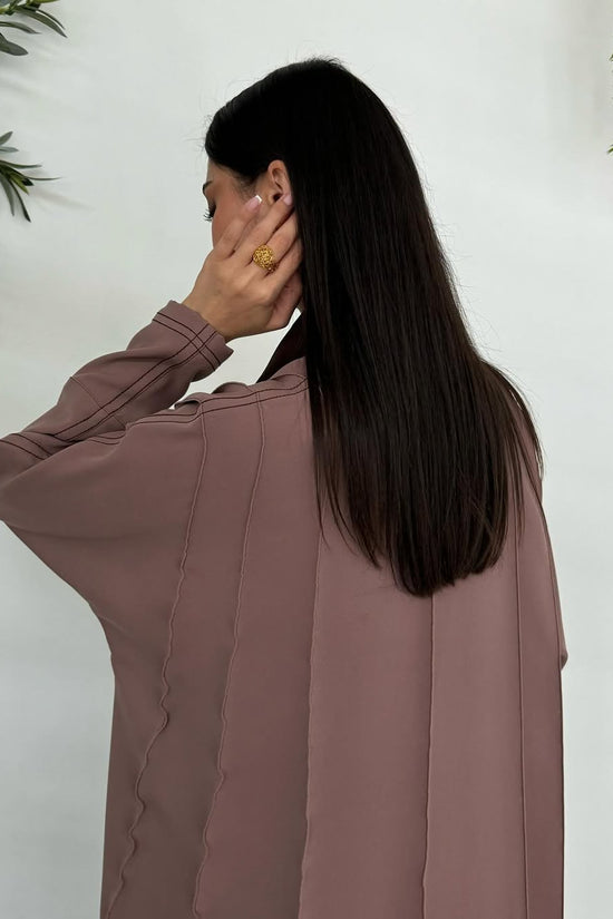 Brown abaya with thread work