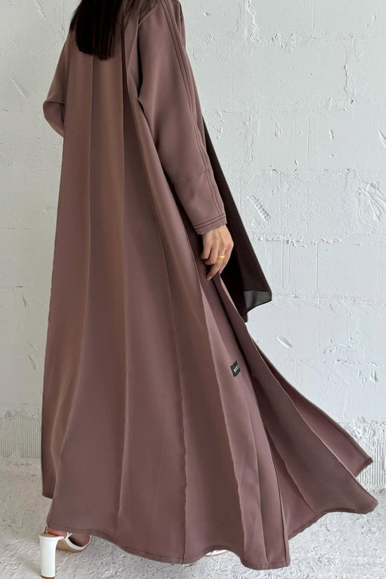 Brown abaya with thread work