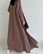 Brown abaya with thread work