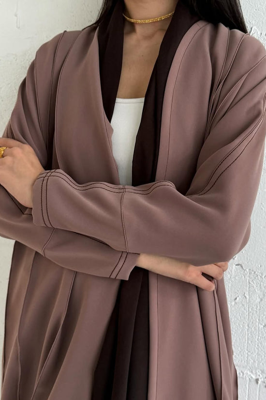 Brown abaya with thread work
