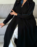 Black abaya with Teal contrast