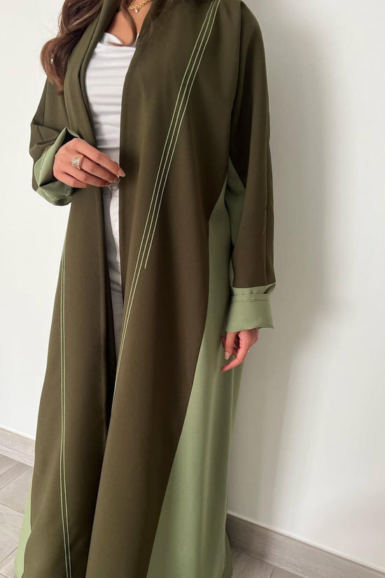 Double Shade Olive abaya with thread work