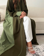 Double Shade Olive abaya with thread work