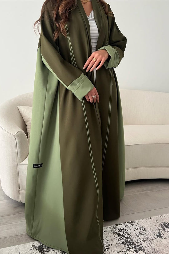 Double Shade Olive abaya with thread work