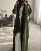 Double Shade Olive abaya with thread work