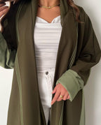 Double Shade Olive abaya with thread work
