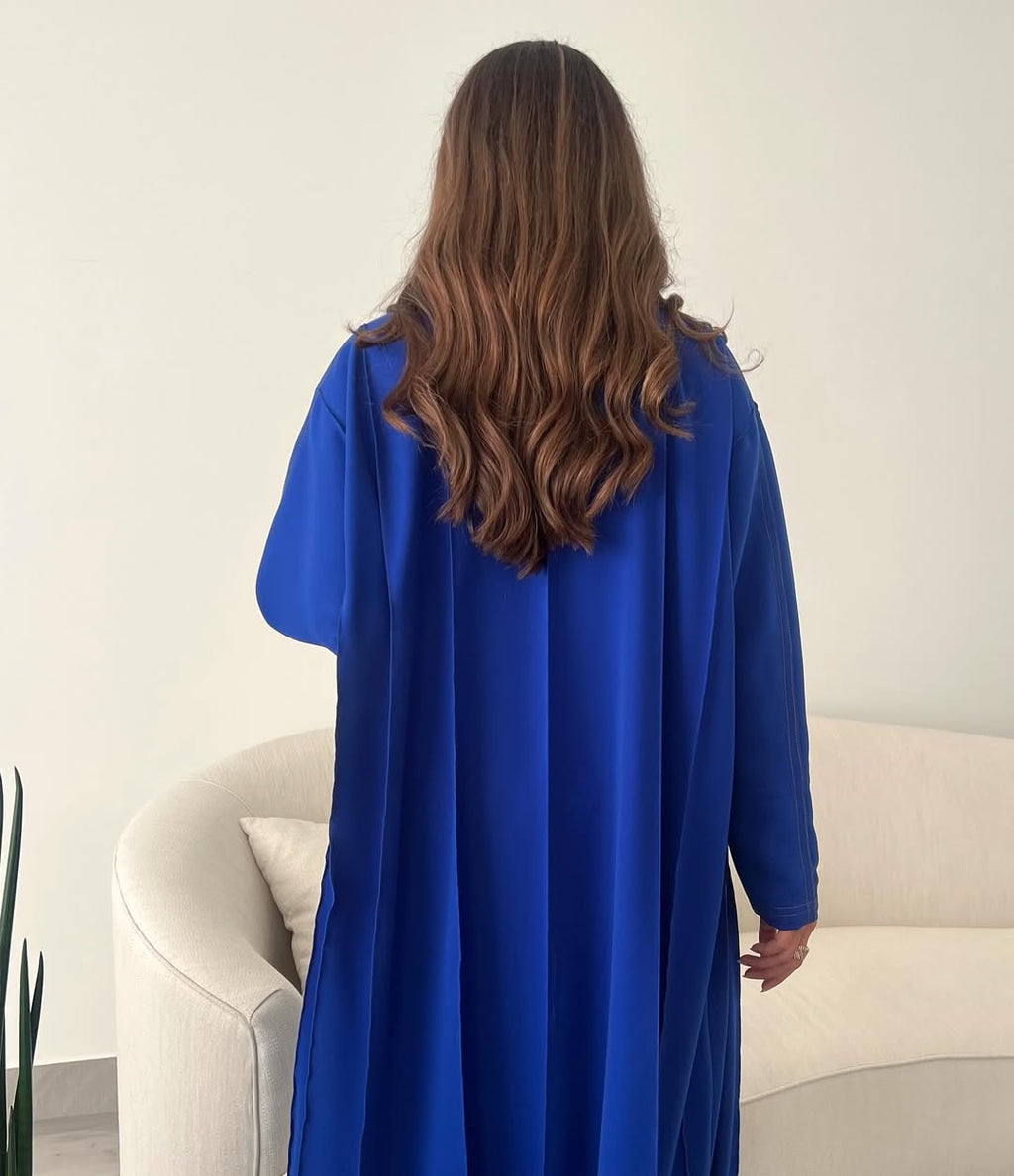 Blue abaya with thread work