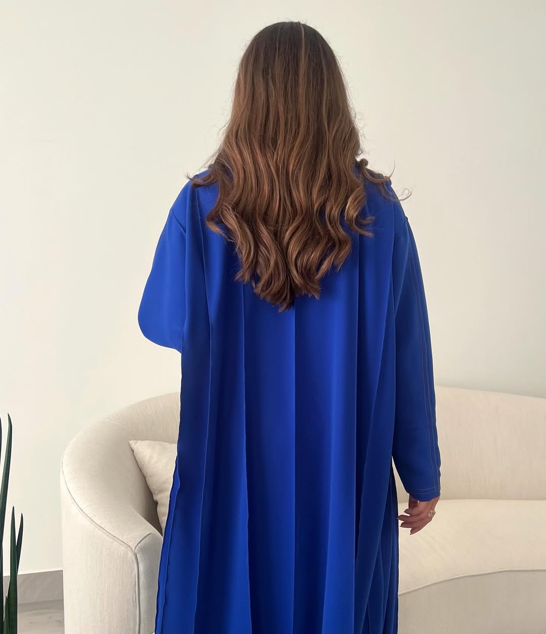Blue abaya with thread work