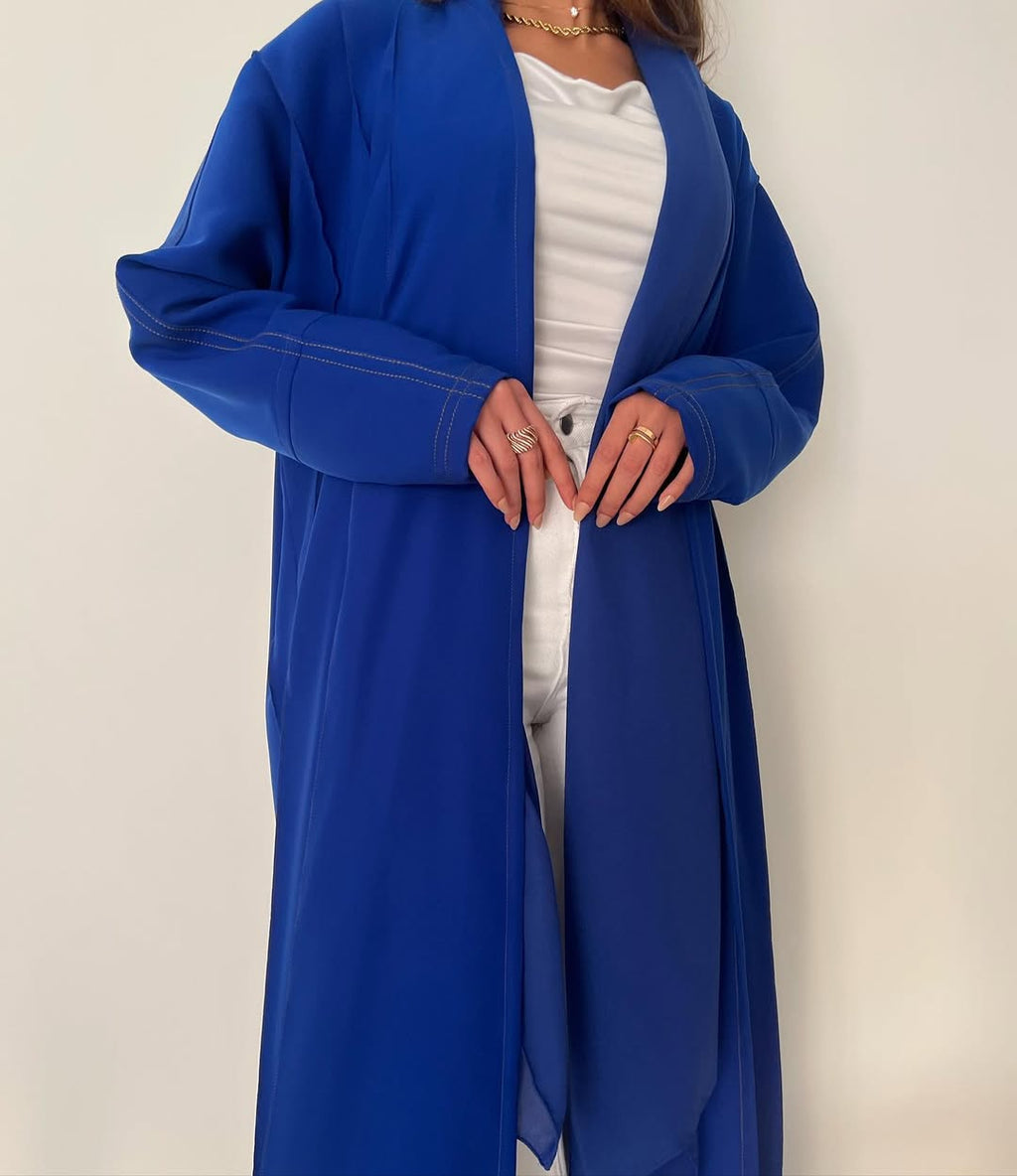 Blue abaya with thread work