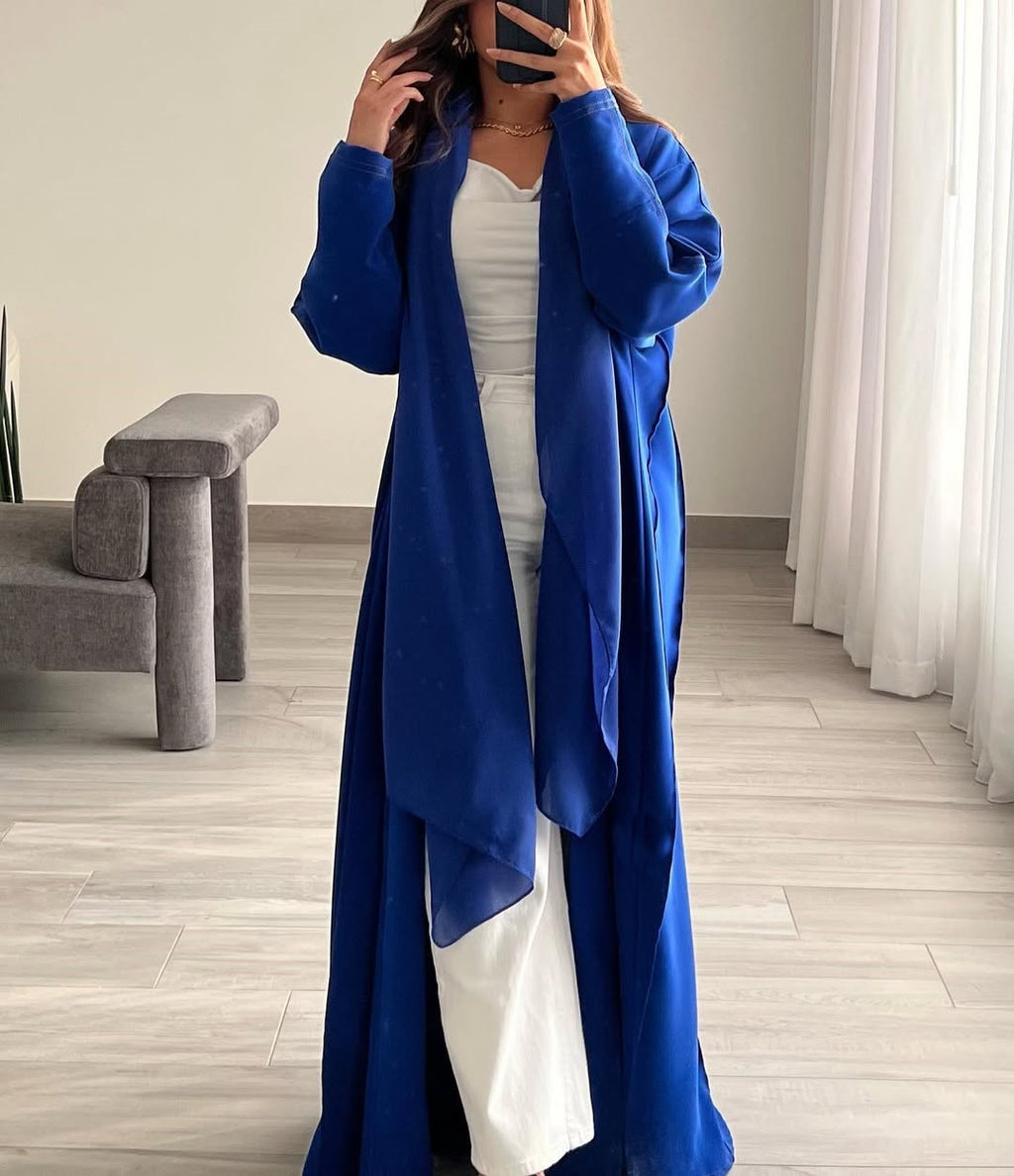 Blue abaya with thread work