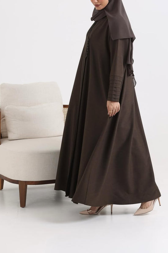 Brow Crepe pattern details Abaya