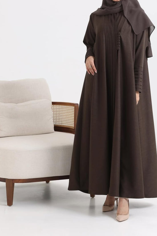 Brow Crepe pattern details Abaya