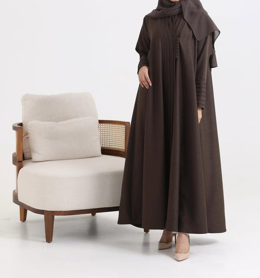 Brow Crepe pattern details Abaya