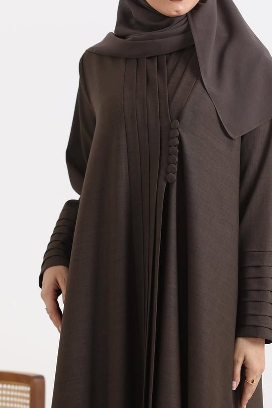 Brow Crepe pattern details Abaya