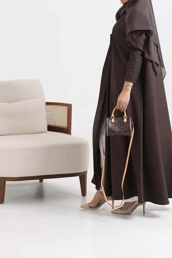 Brow Crepe pattern details Abaya