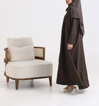 Brown Crepe pattern details Abaya