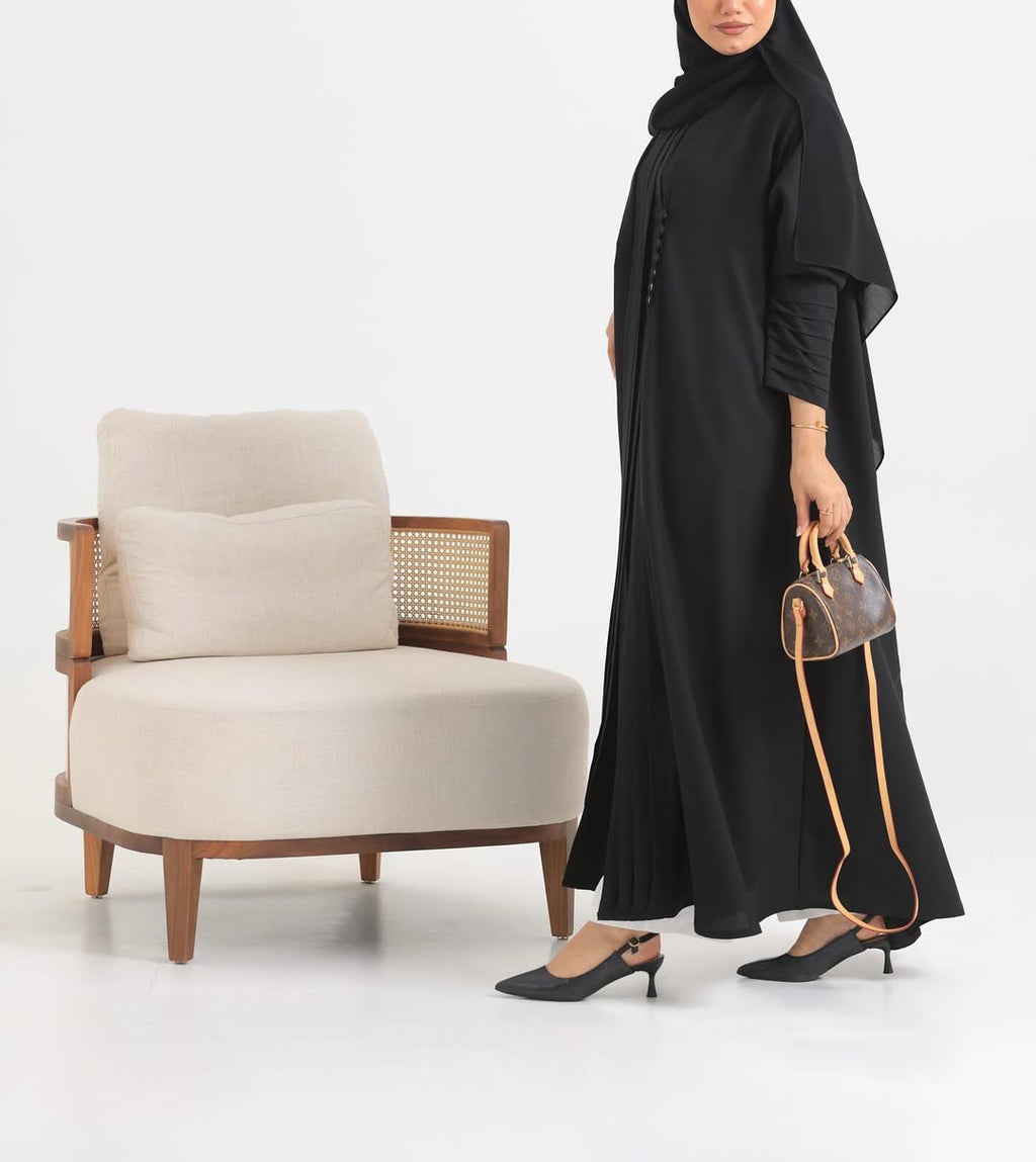 Black Crepe pattern details Abaya