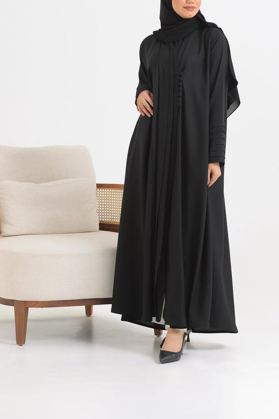 Black Crepe pattern details Abaya