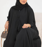Black Crepe pattern details Abaya
