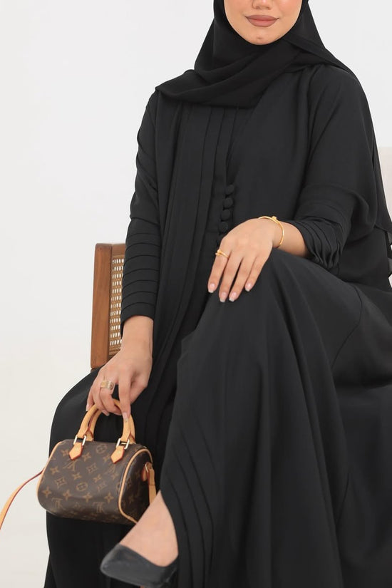 Black Crepe pattern details Abaya
