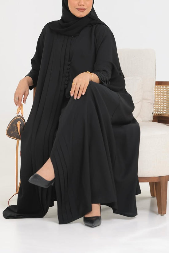 Black Crepe pattern details Abaya