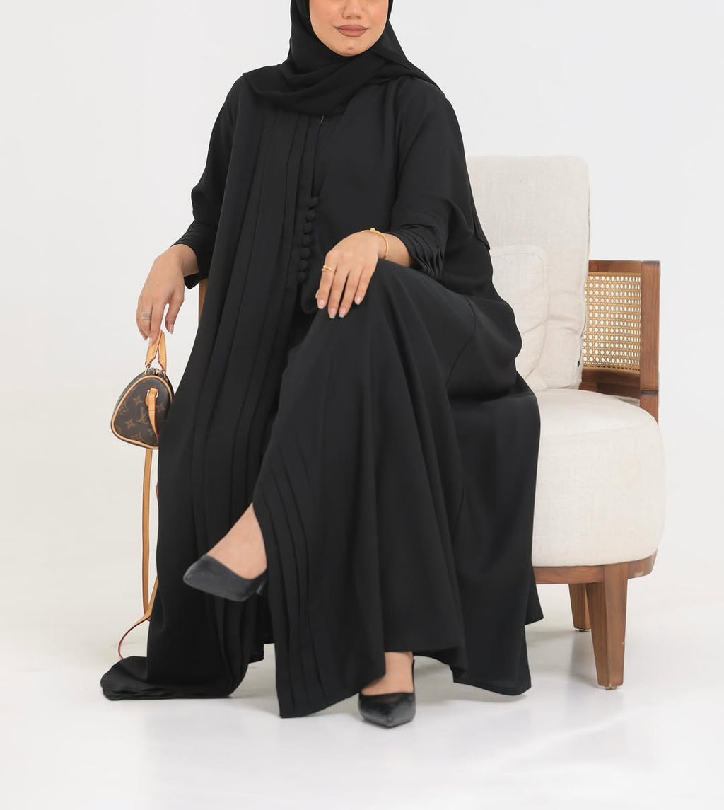 Black Crepe pattern details Abaya