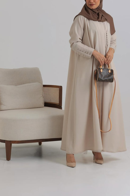 Beige Crepe pattern details Abaya