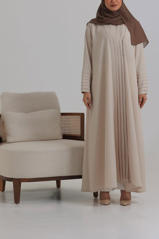 Beige Crepe pattern details Abaya