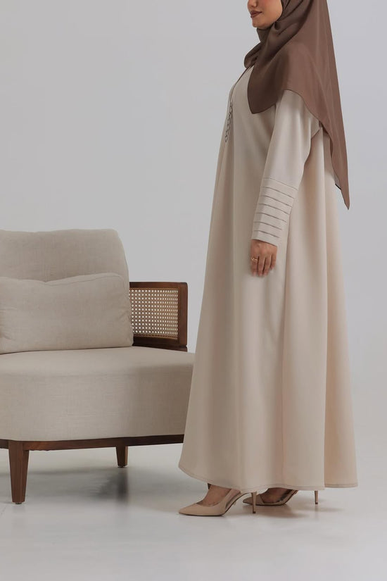 Beige Crepe pattern details Abaya
