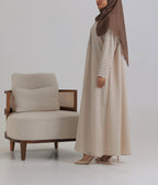 Beige Crepe pattern details Abaya