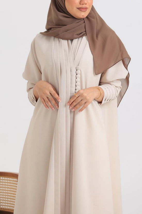Beige Crepe pattern details Abaya