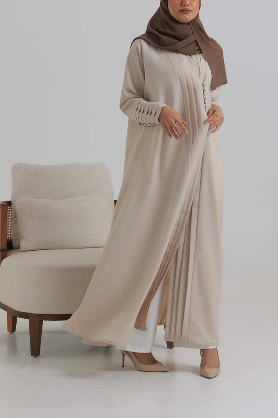 Beige Crepe pattern details Abaya