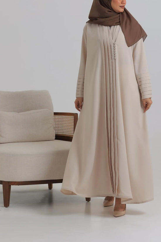 Beige Crepe pattern details Abaya