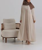 Beige Crepe pattern details Abaya